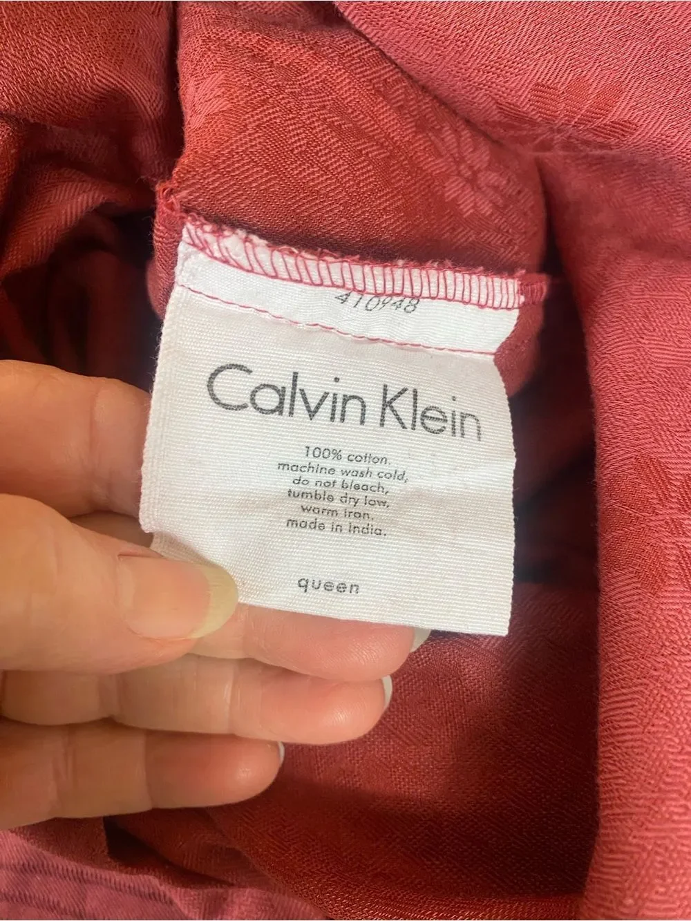 Calvin Klein Striped Comforter in Red and Orange RARE 2007 cotton weave